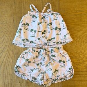 3/4T Janie and Jack Tropical Palm Print Two-Piece Set EUC
